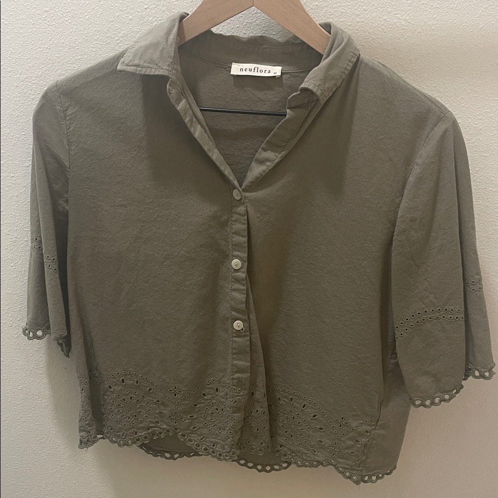 Neuflora Amarie Eyelet Button Down Blouse
